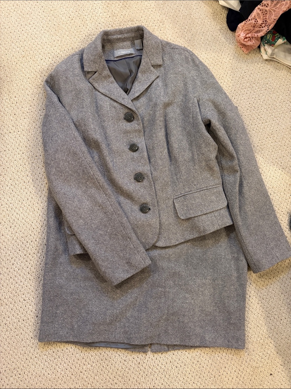 2pc vintage Liz Claiborne Gray Tailored Women's Blazer and Skirt